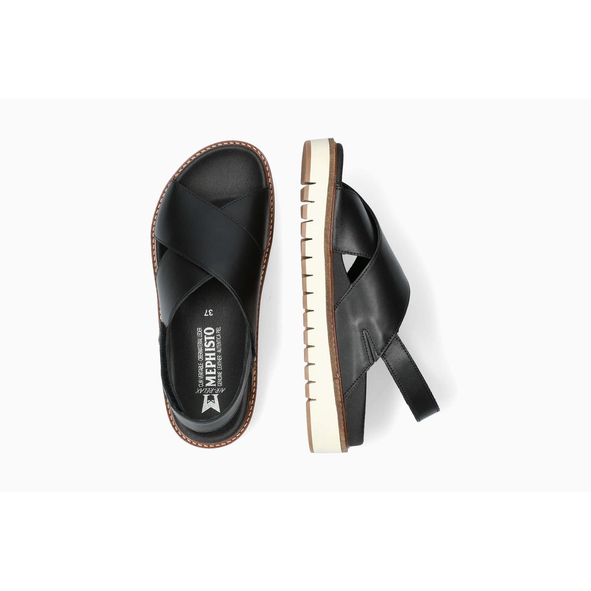 Sandales en cuir BLANCHE noir 5144, MEPHISTO