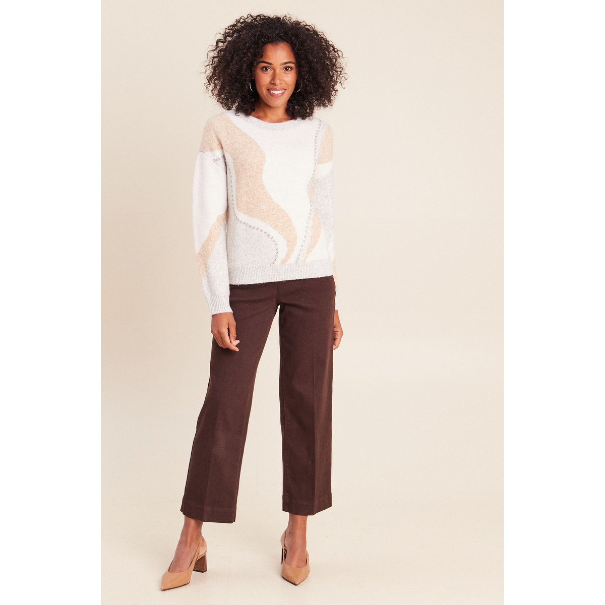 Pull col rond beige, BREAL