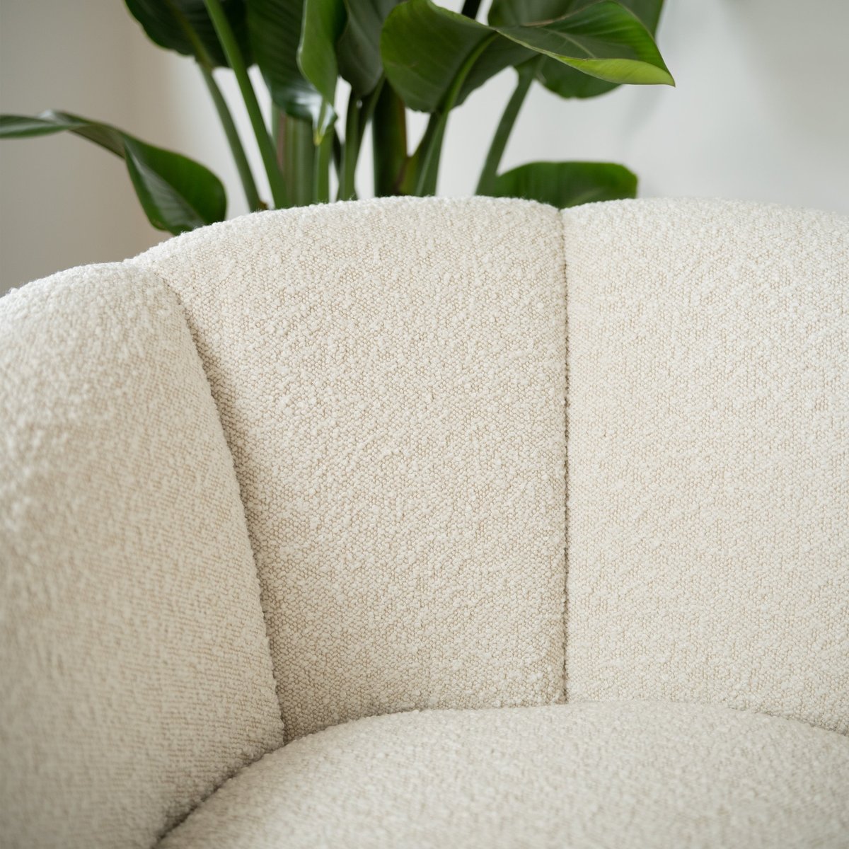 Fauteuil pivotant en tissu bouclé - YSÉ blanc, MAISON PAVANE