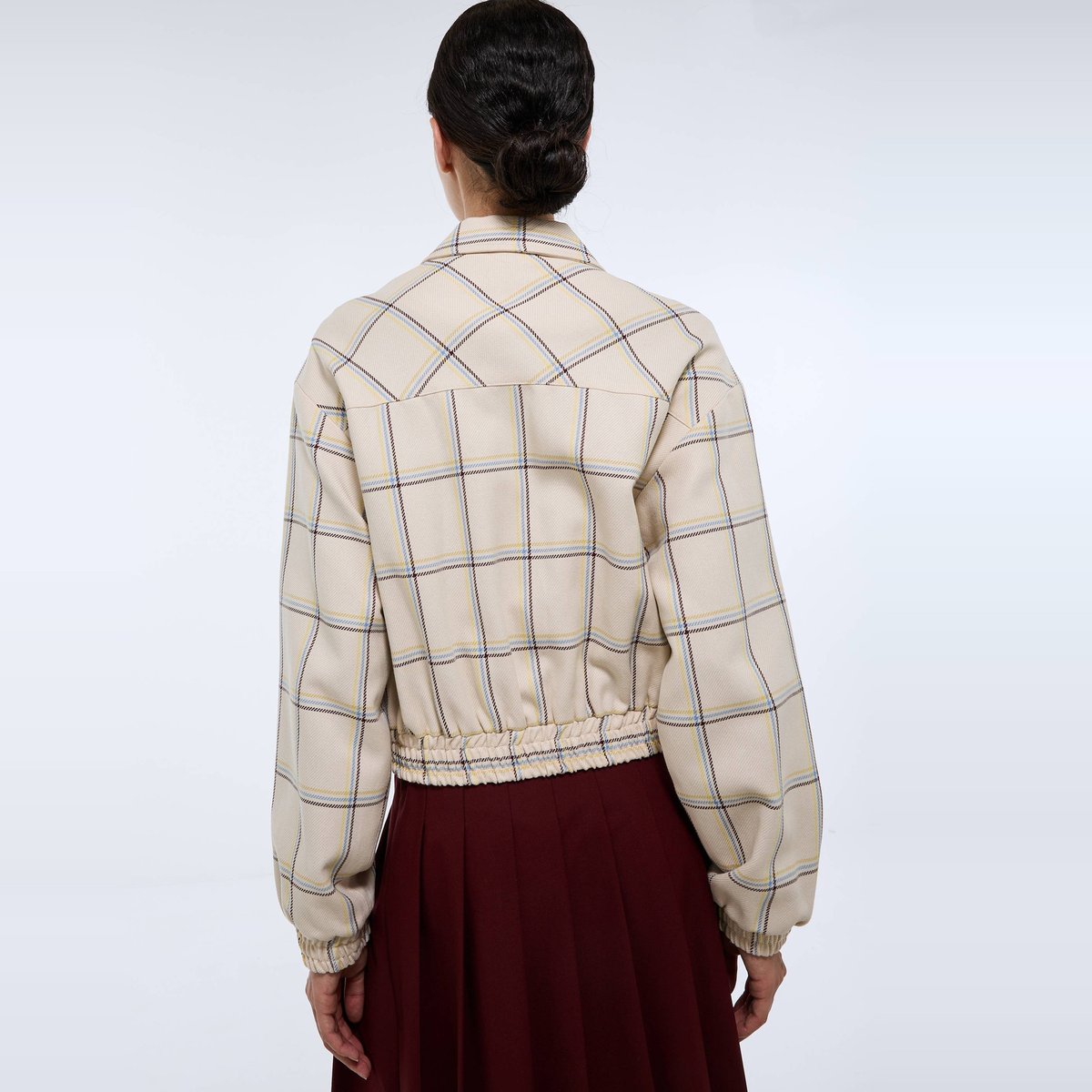 Blouson à carreaux ecru, MONOPRIX