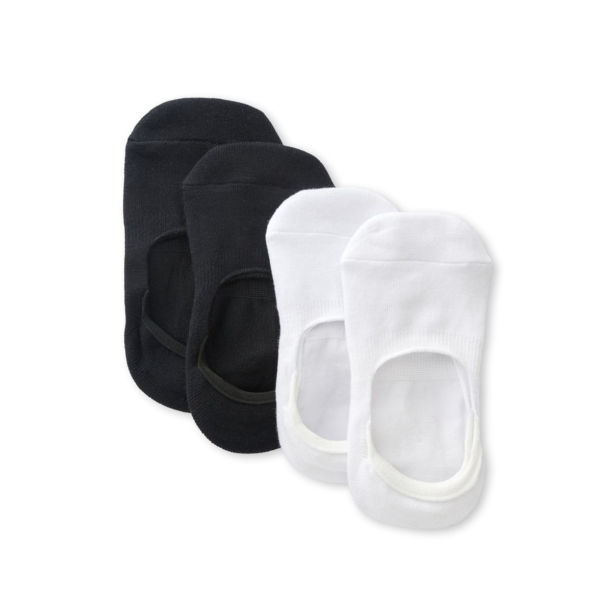 Lot de 4 paires de socquettes invisibles 2 noires + 2 blanches, DAXON