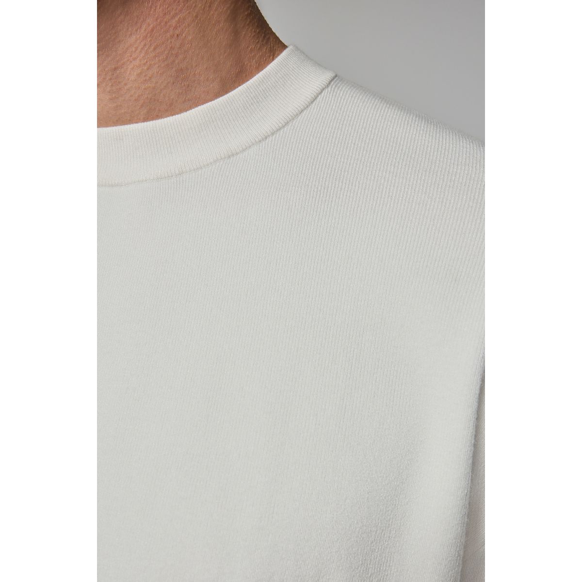 T-shirt ras du cou en maille manches courtes blanc écru, NEXT