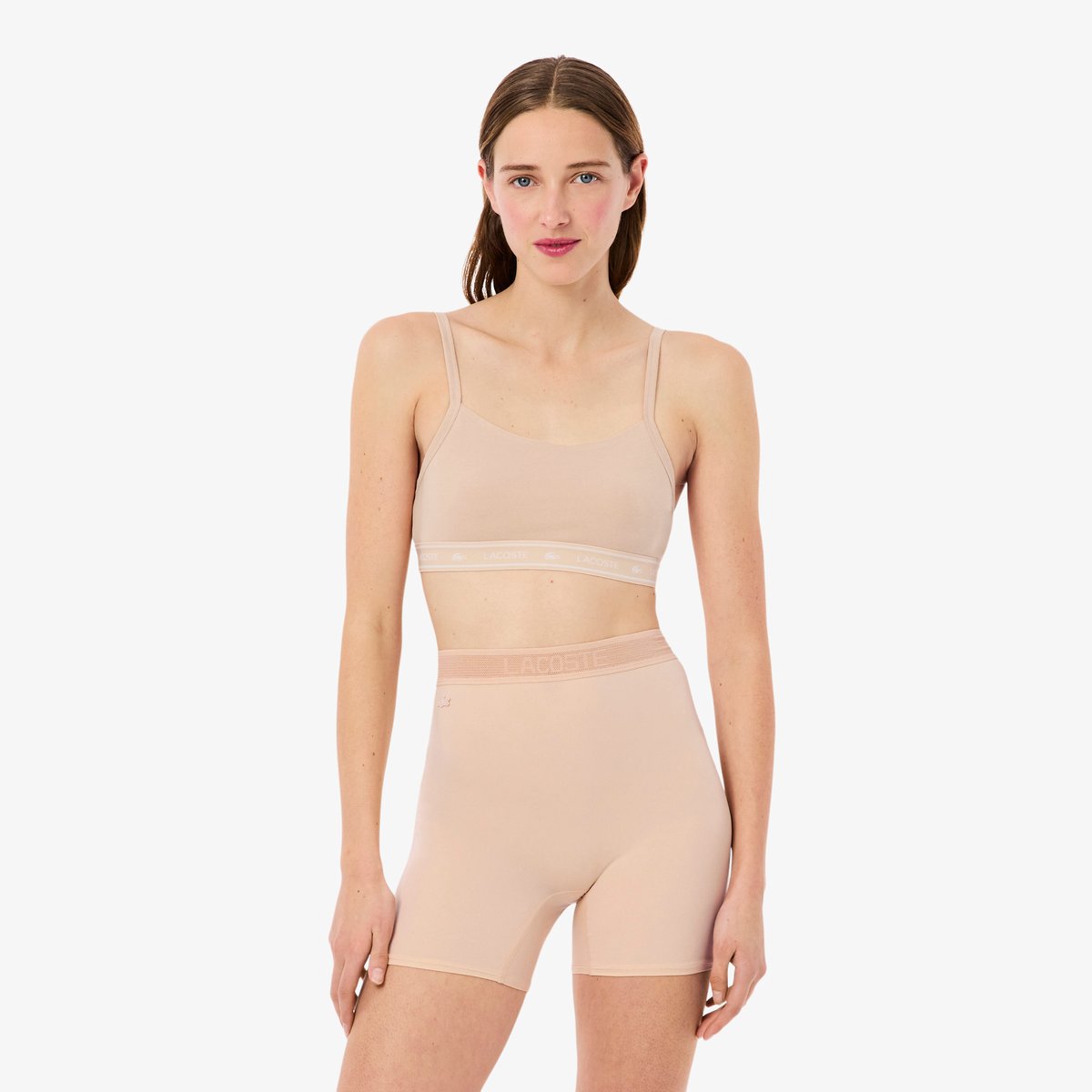 Brassière coton stretch bande siglée beige-i89, LACOSTE