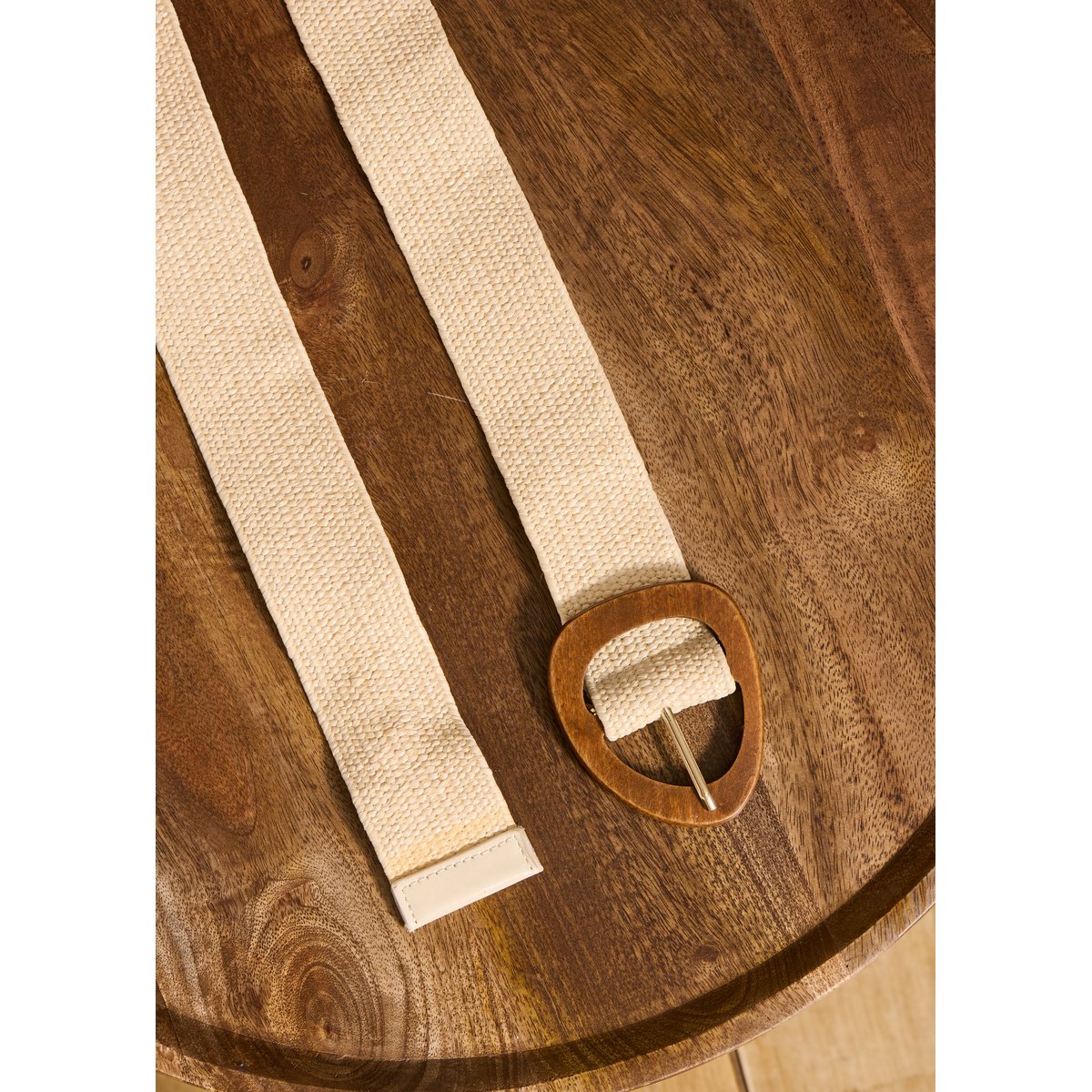 Ceinture élastiquée boucle en bois ecru, LA FEE MARABOUTEE