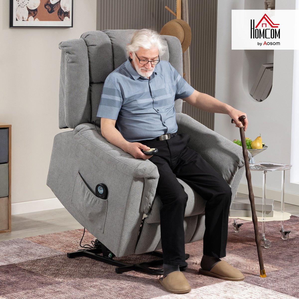 Fauteuil releveur multifonctionnel Chenille gris foncé, HOMCOM