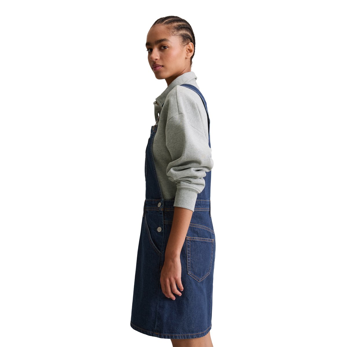 Robe courte à bavette loose en denim rigide bleu foncé, MARC O’POLO DENIM