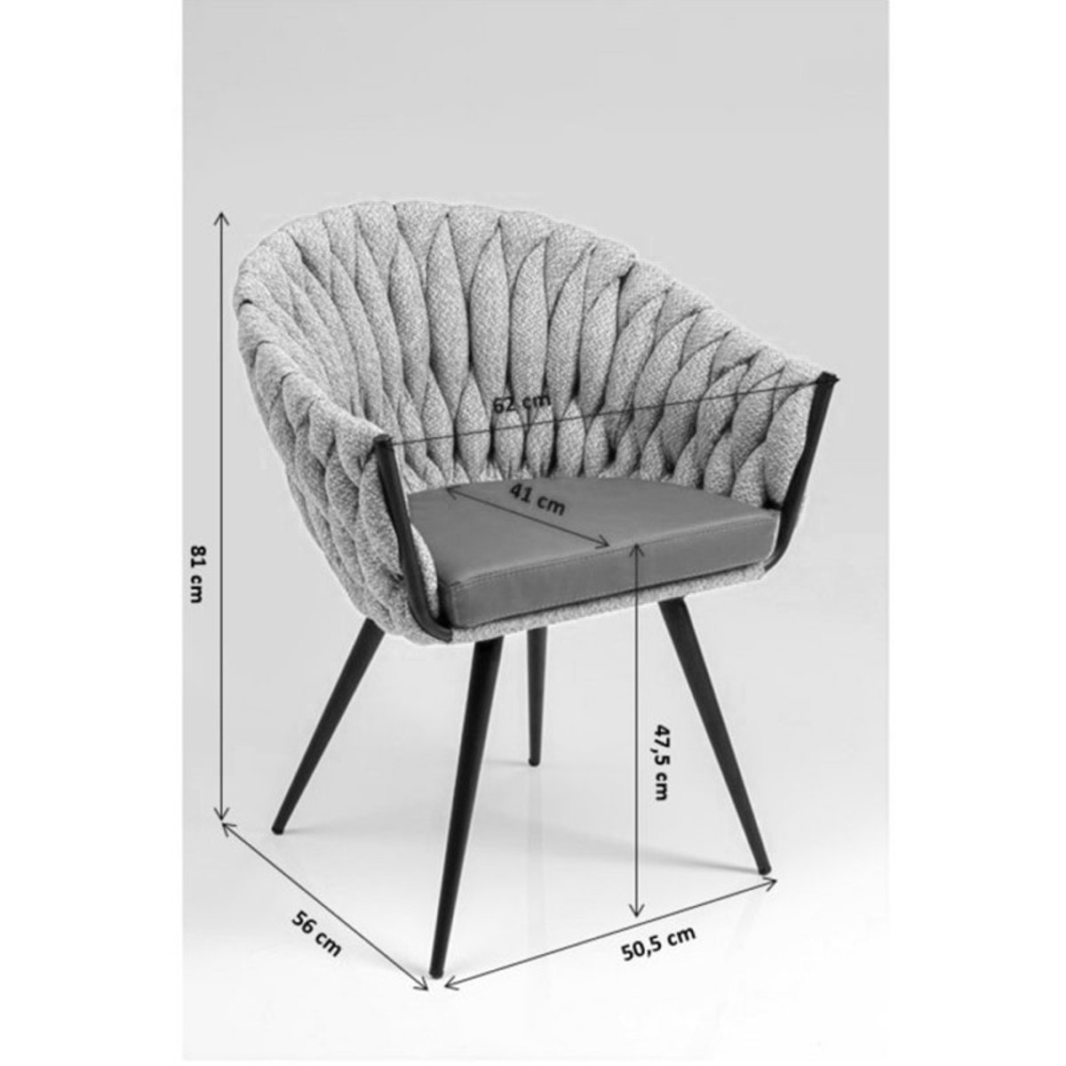 Chaise avec accoudoirs, KNOT marron, KARE DESIGN