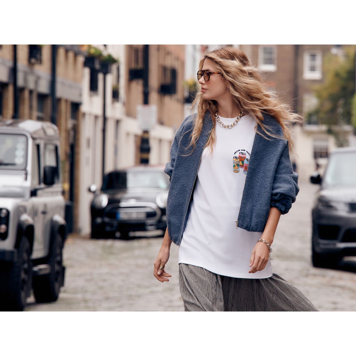 Blouson aviateur style cardigan bleu, NEXT
