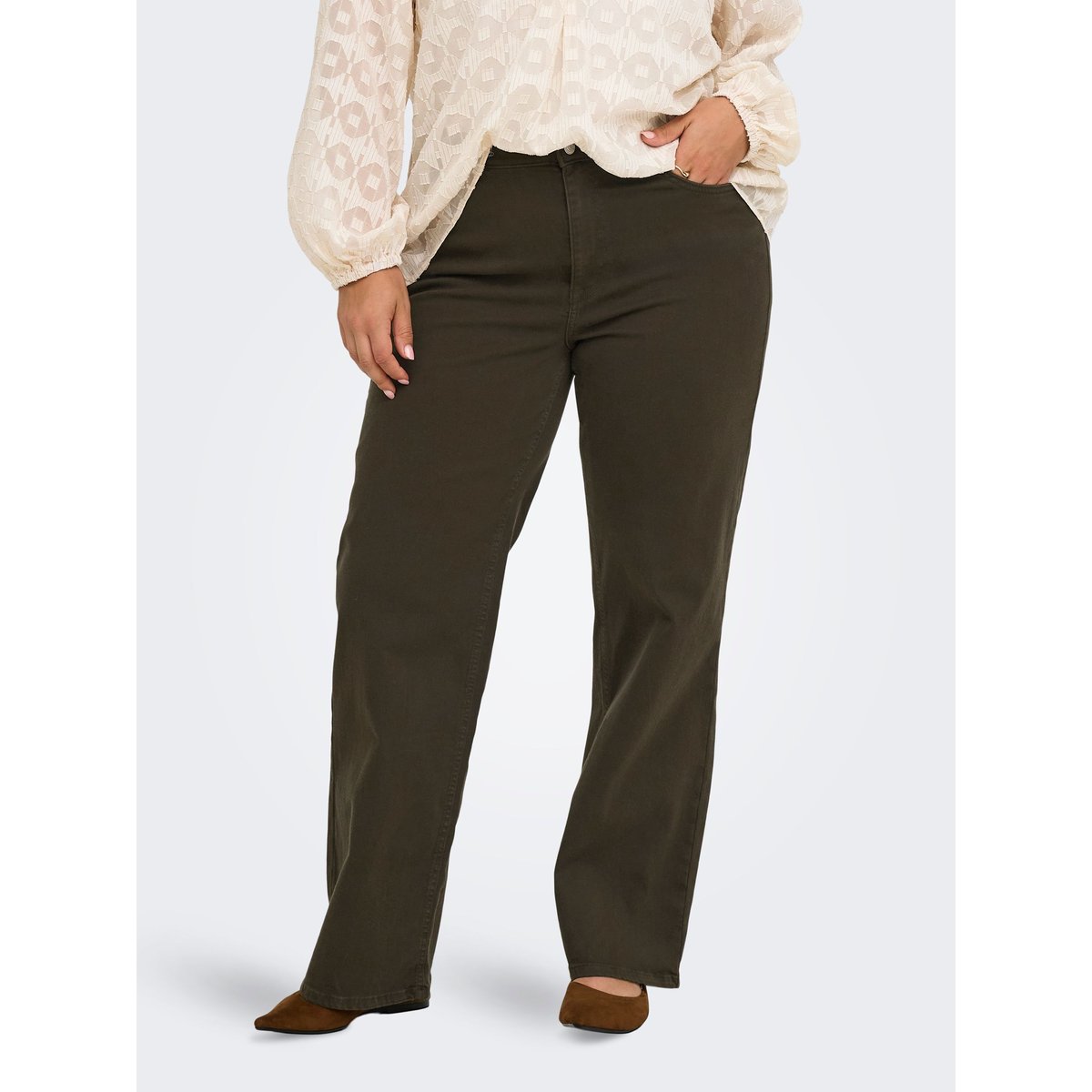 Jean À Jambe Large marron - dark brown denim, ONLY CARMAKOMA