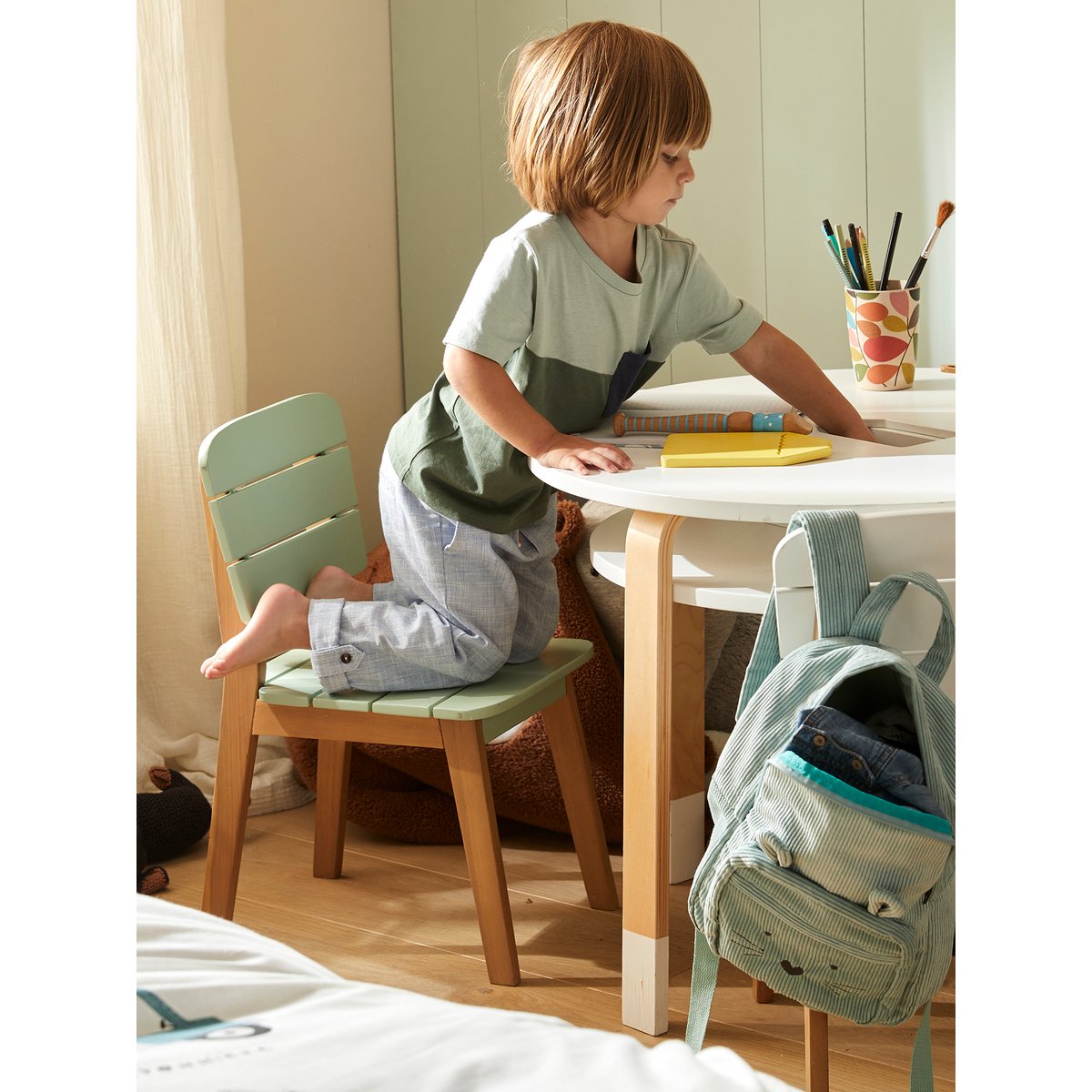 Chaise maternelle outdoor/indoor Tropicool sauge, VERTBAUDET