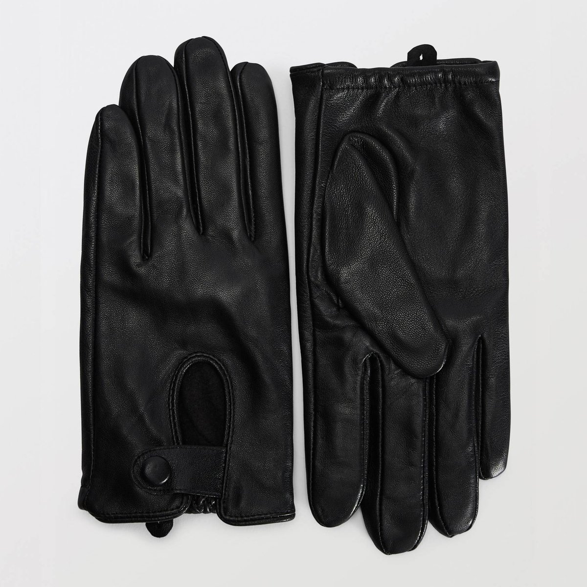 Gants en cuir noir, MONOPRIX