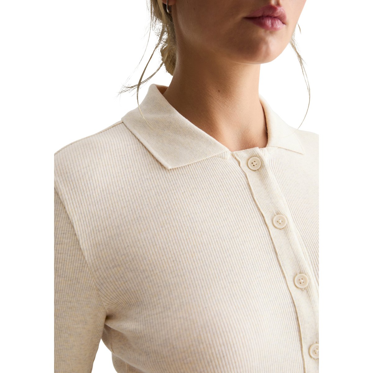 Chemisier slim en jersey en jersey côtelé doux blanc, MARC O’POLO DENIM