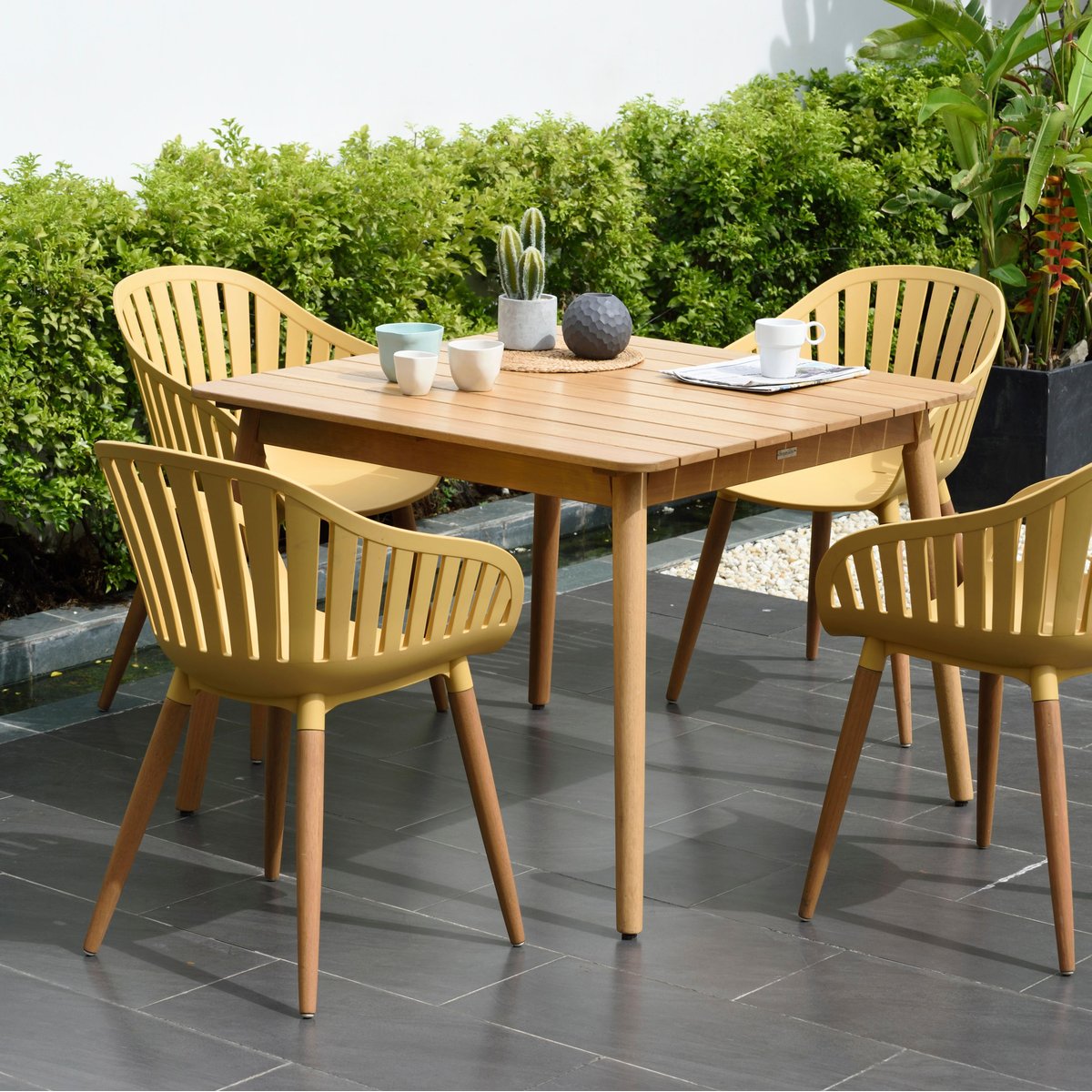 Table de jardin carrée 95cm eucalyptus Azur couleur unique, ZAGO