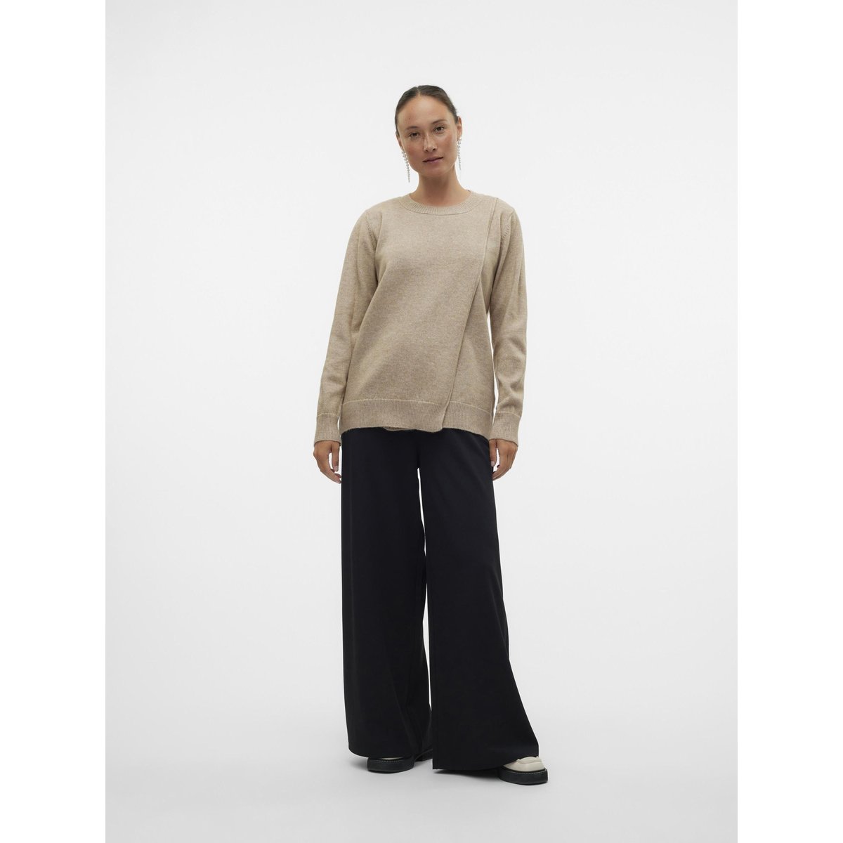 Top beige - natural melange 1, MAMA LICIOUS