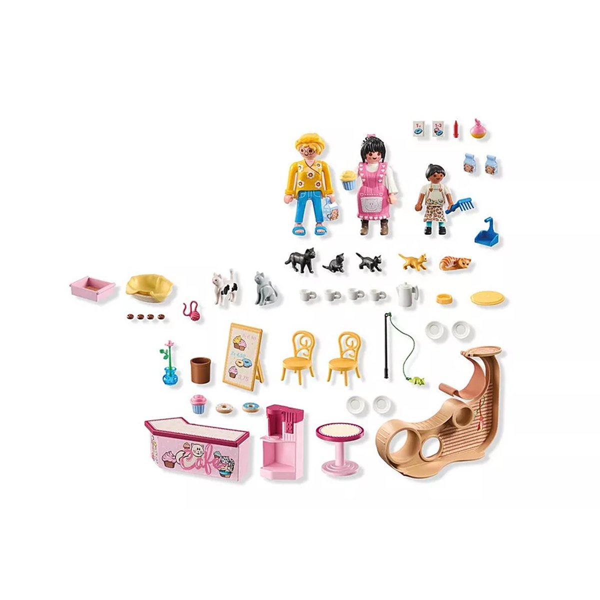 Bar à chats avec 6 chats et 3 personnage multicolore, PLAYMOBIL