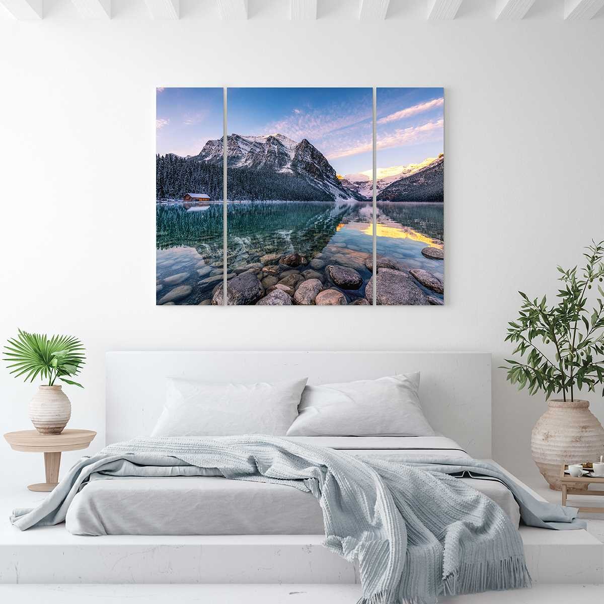 Triptyque Sur Toile Montagne 125x97 Cm MONTAGNE tableaux sur toile-bleu, CEANOTHE