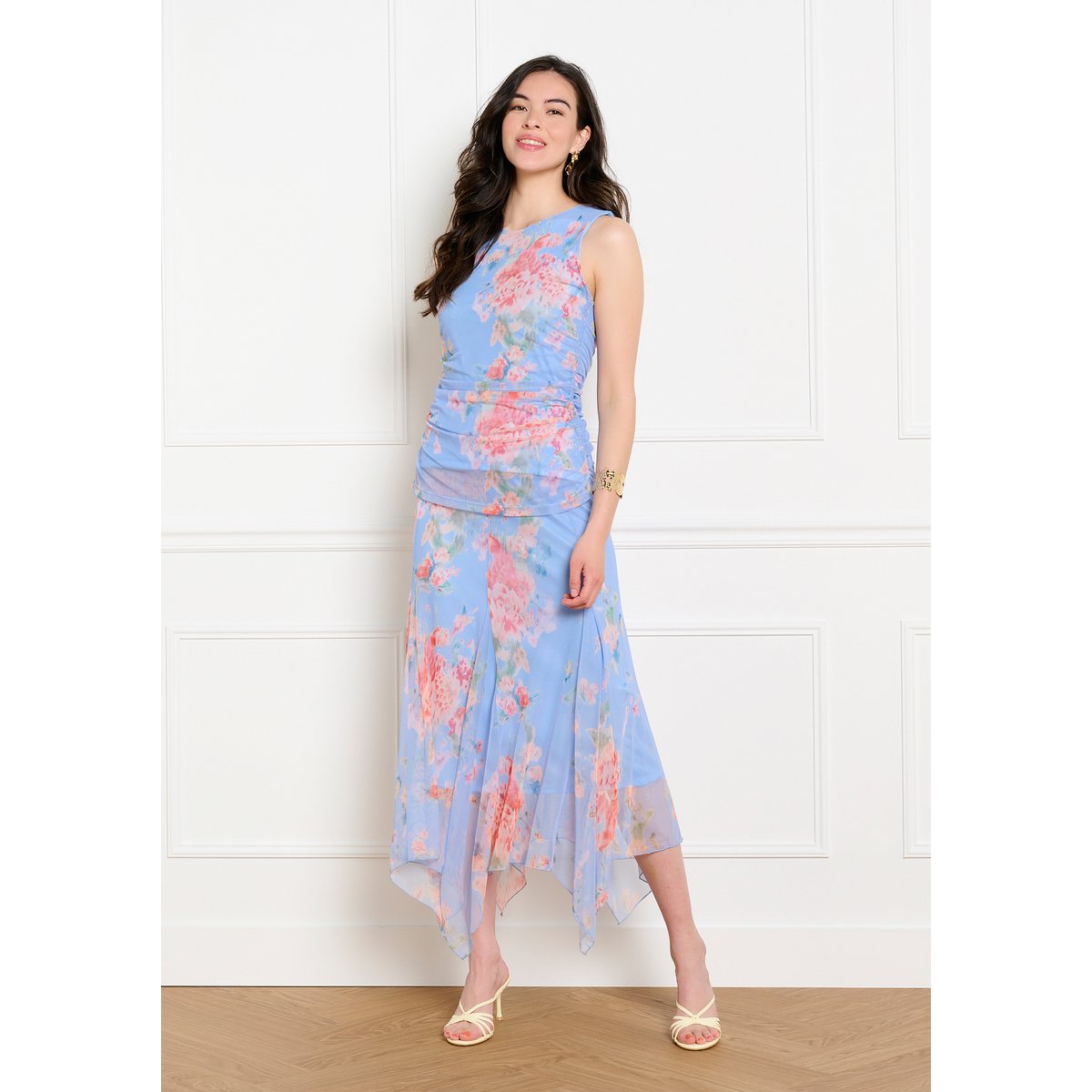 Top mesh fleuri bleu, LOLALIZA