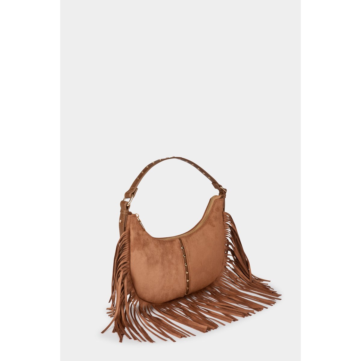 Sac franges suédine beige, MORGAN