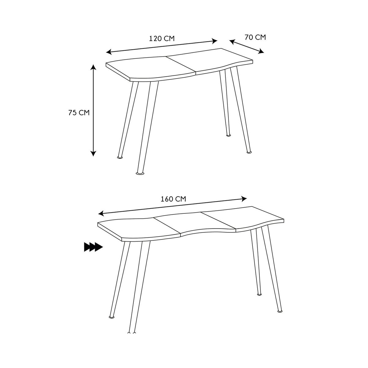 Table à manger extensible forme organique 4 à 6 places ABBOTT marron, THE HOME DECO FACTORY