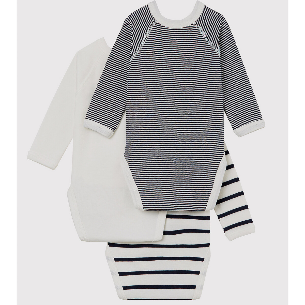 Lot 3 bodies ouverture côté blanc + bleu, PETIT BATEAU