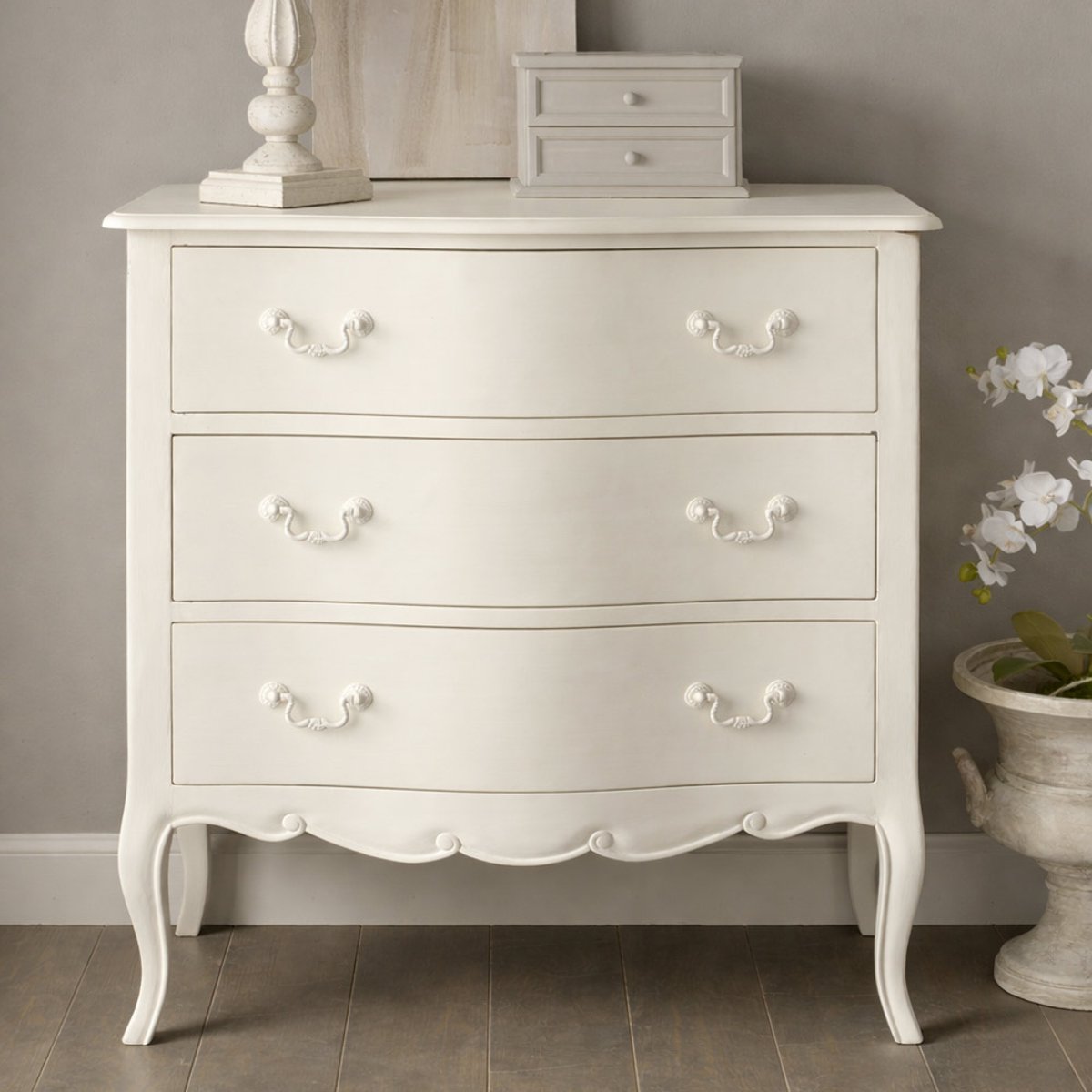 Commode 3 Tiroirs Cassé En Acajou Apolline blanc, AMADEUS