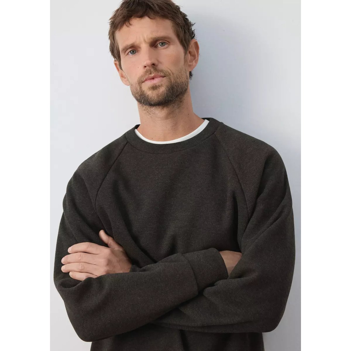 Sweat effet gratté marron, MANGO MAN