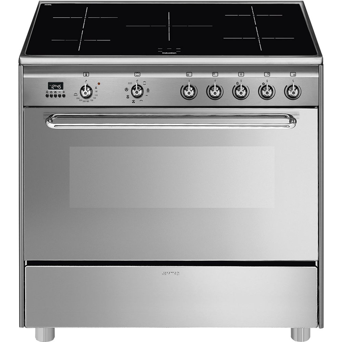 Piano de cuisson induction 5 feux 90 cm inox satiné, SMEG
