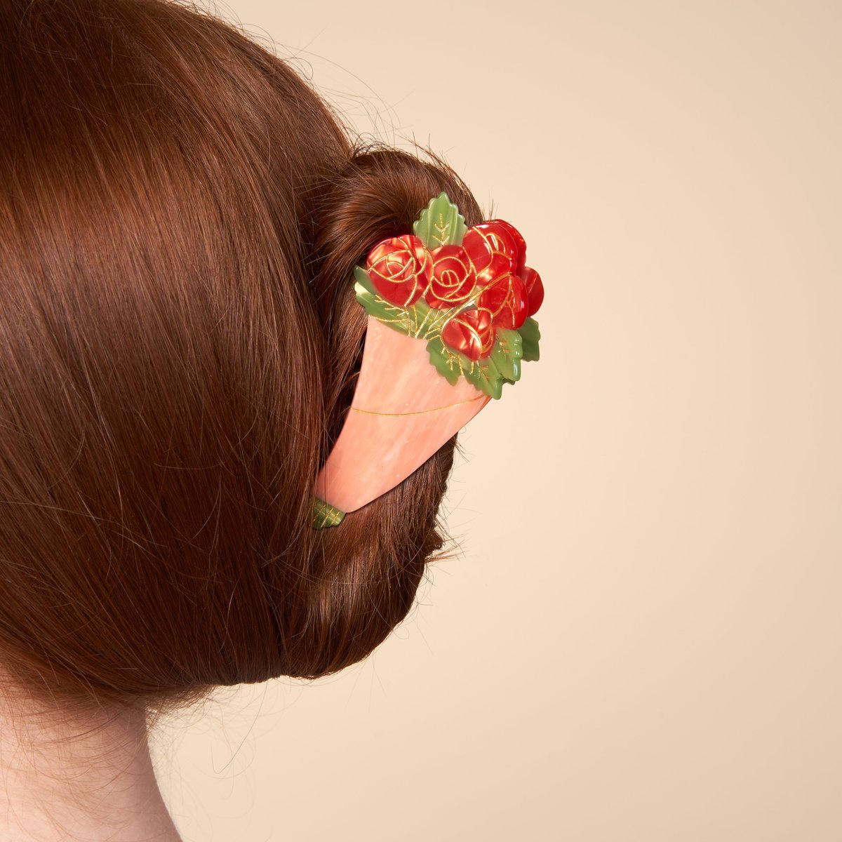Pince à cheveux BOUQUET DE ROSES rose, COUCOU SUZETTE