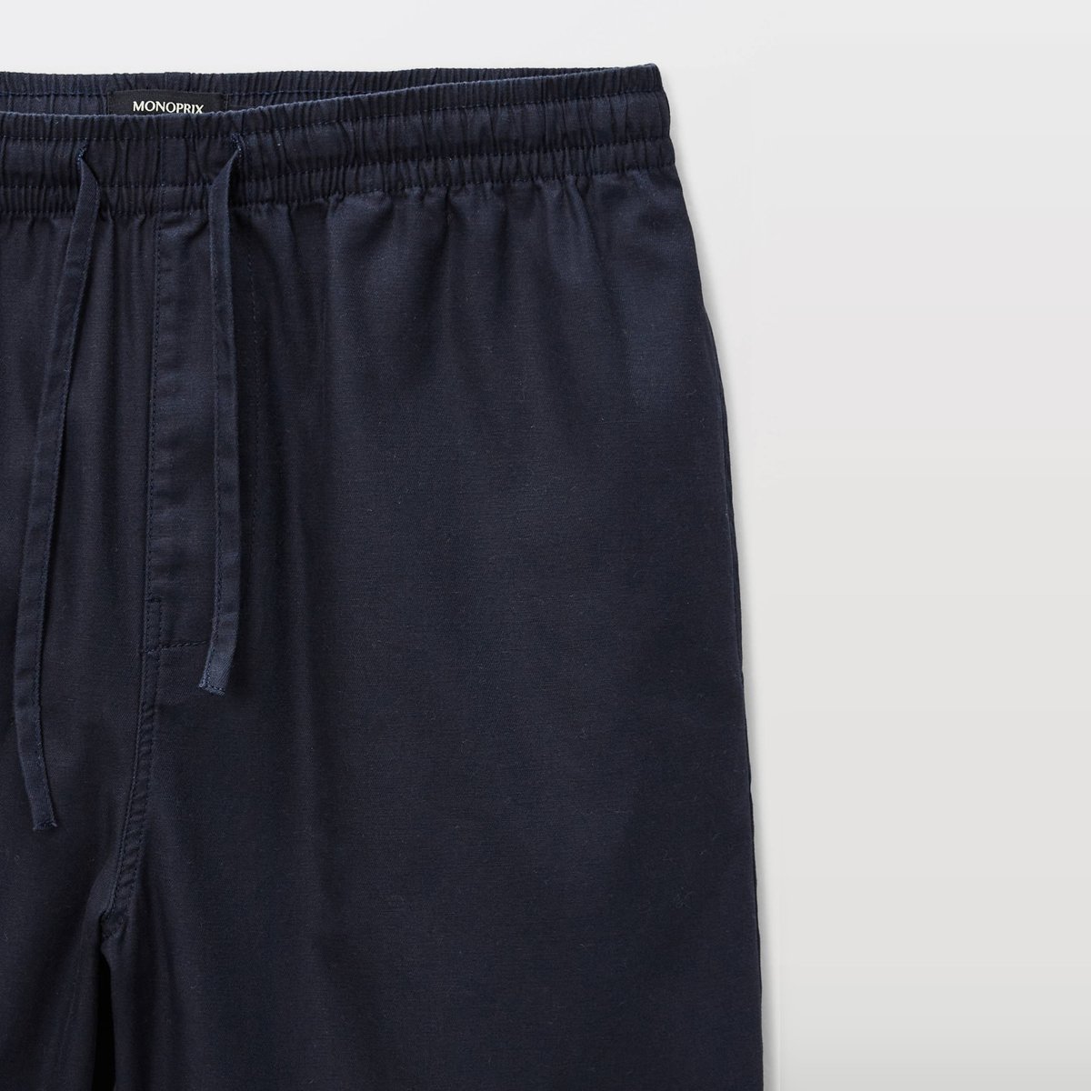 Bermuda taille élastiquée en coton marine, MONOPRIX