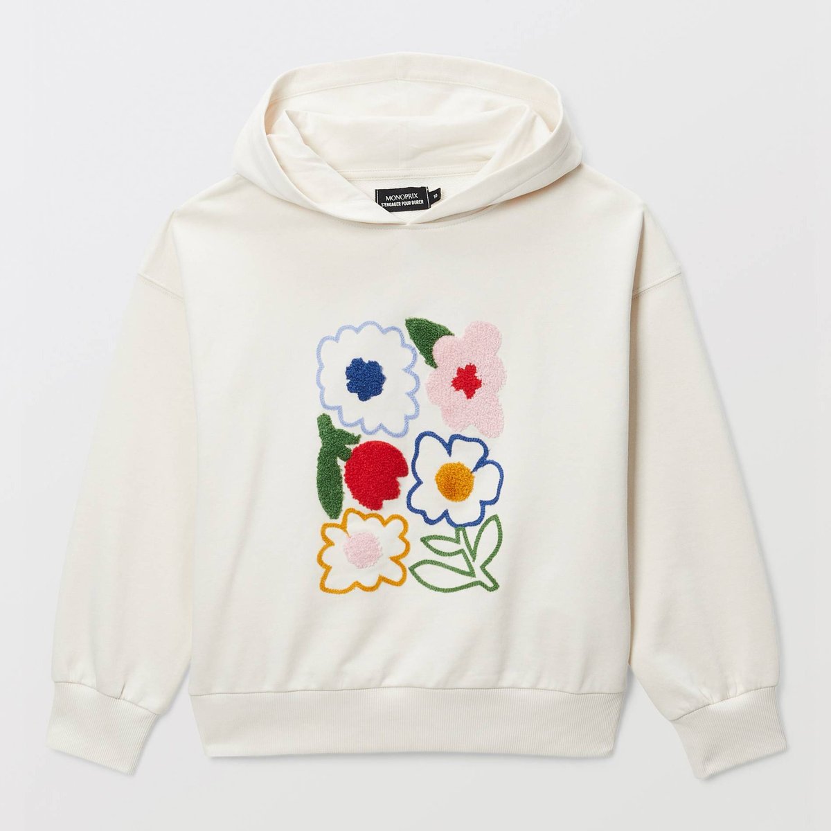Sweat à capuche brodé amaretti, MONOPRIX