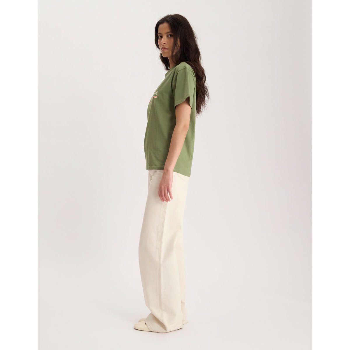 T-shirt Maxence en coton avec logo vert, INES DE LA FRESSANGE PARIS