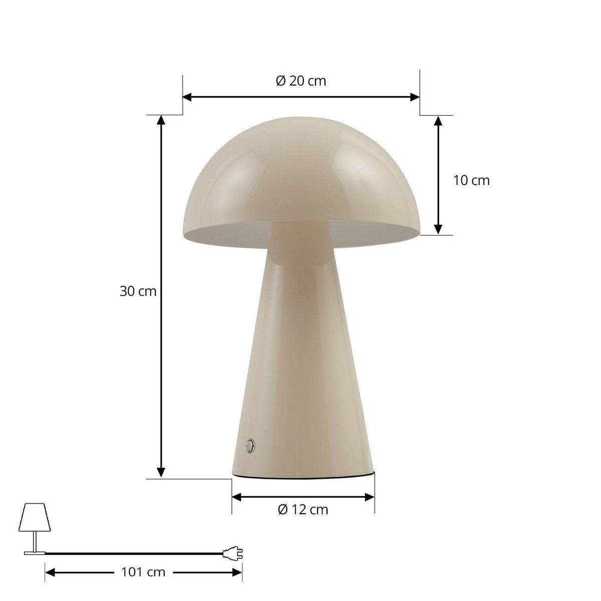 Lampe à poser en métal moderneLED, Nevijo beige, LINDBY