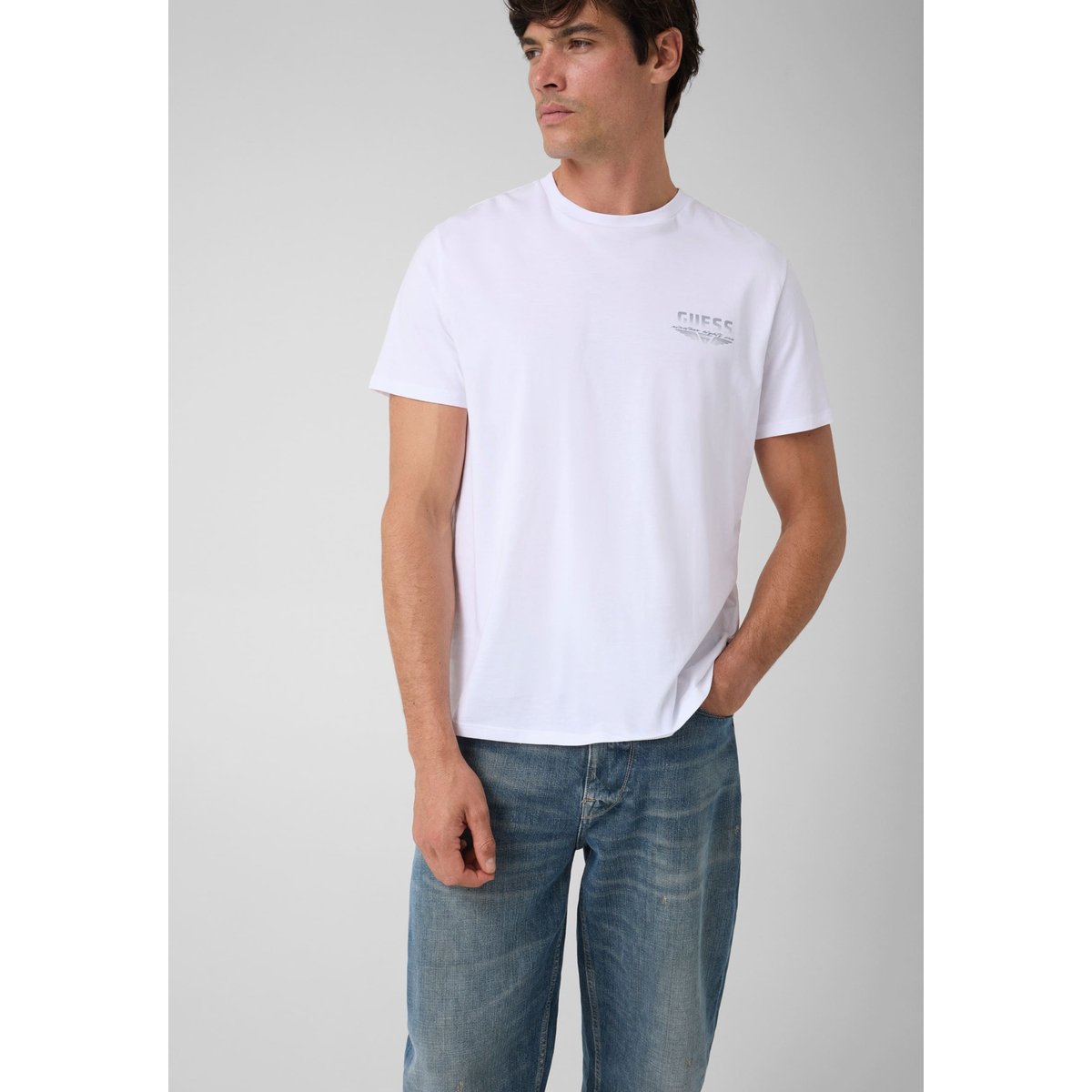 T-Shirt Avec Logo Imprimé blanc, GUESS