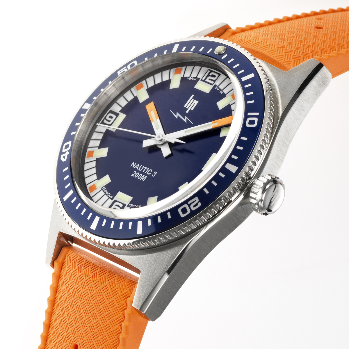 Montre Analogique  NAUTIC argenté bleu orange, LIP