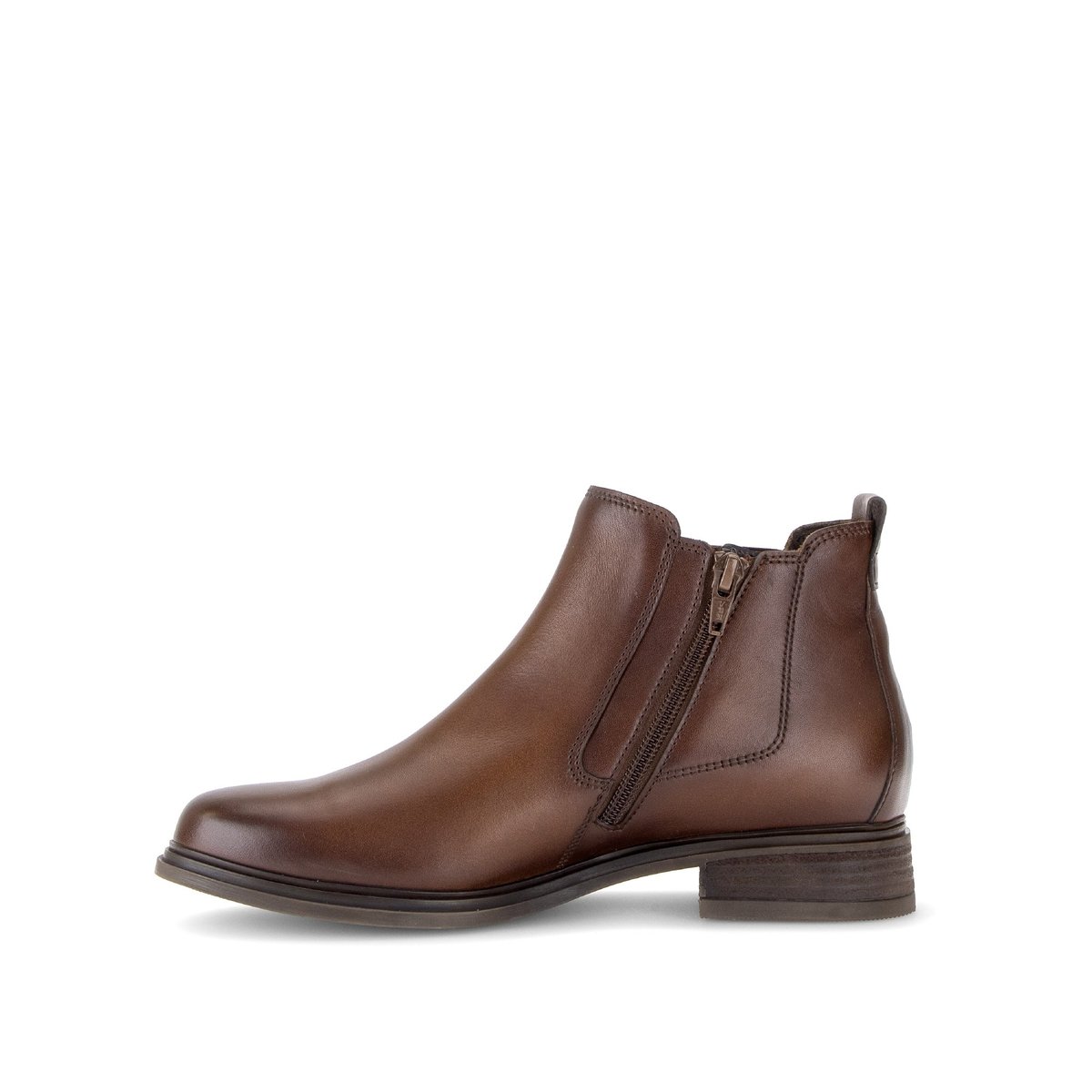 Bottines en cuir lisse à talon décroché cognac, GABOR