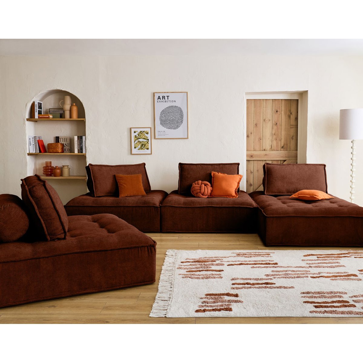 Canapé Panoramique  7 places - MARISOL terracotta, BEST MOBILIER