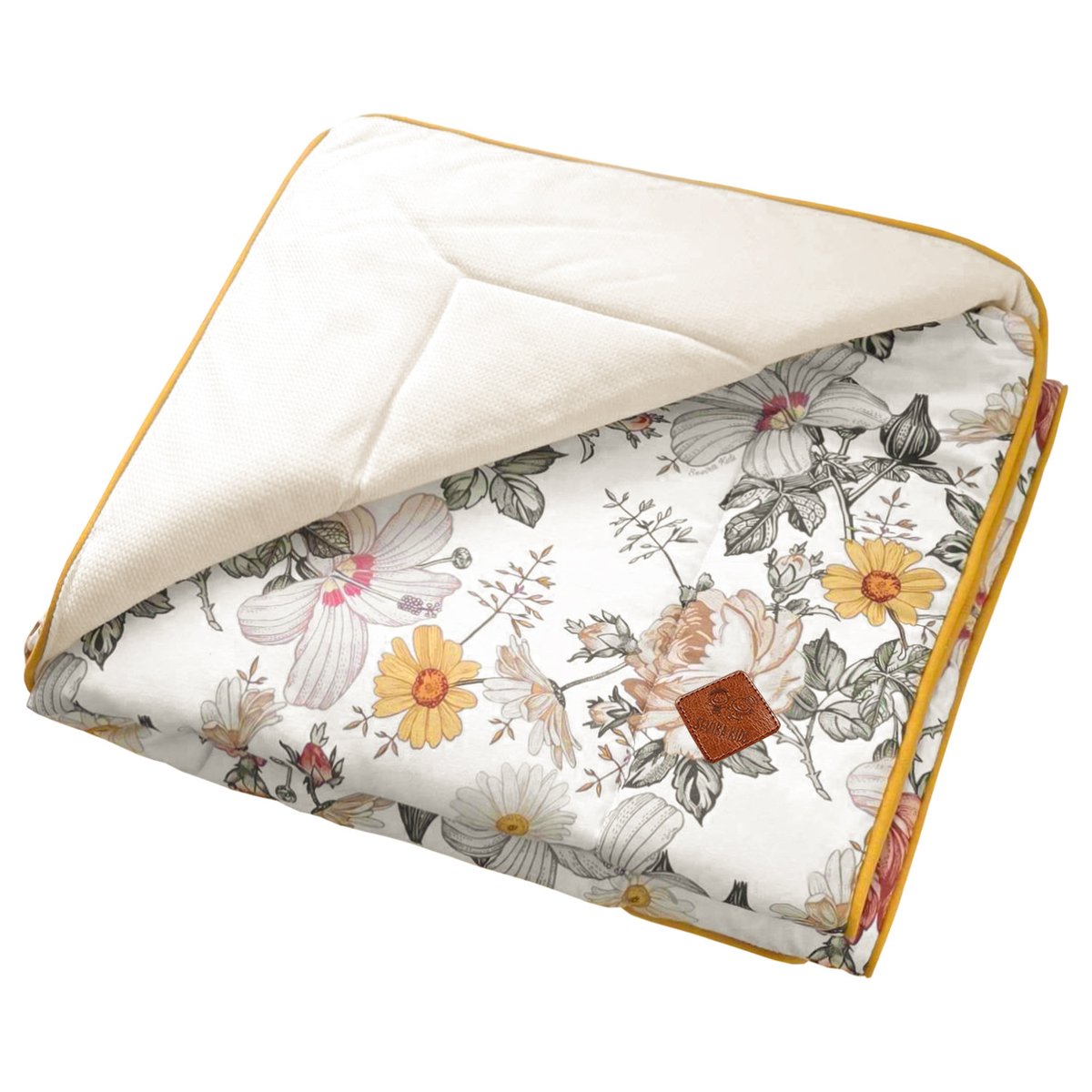 Couverture plaid réversible NÉO VINTAGE néo vintage imprimé floral, beige, blanc, SEVIRA KIDS