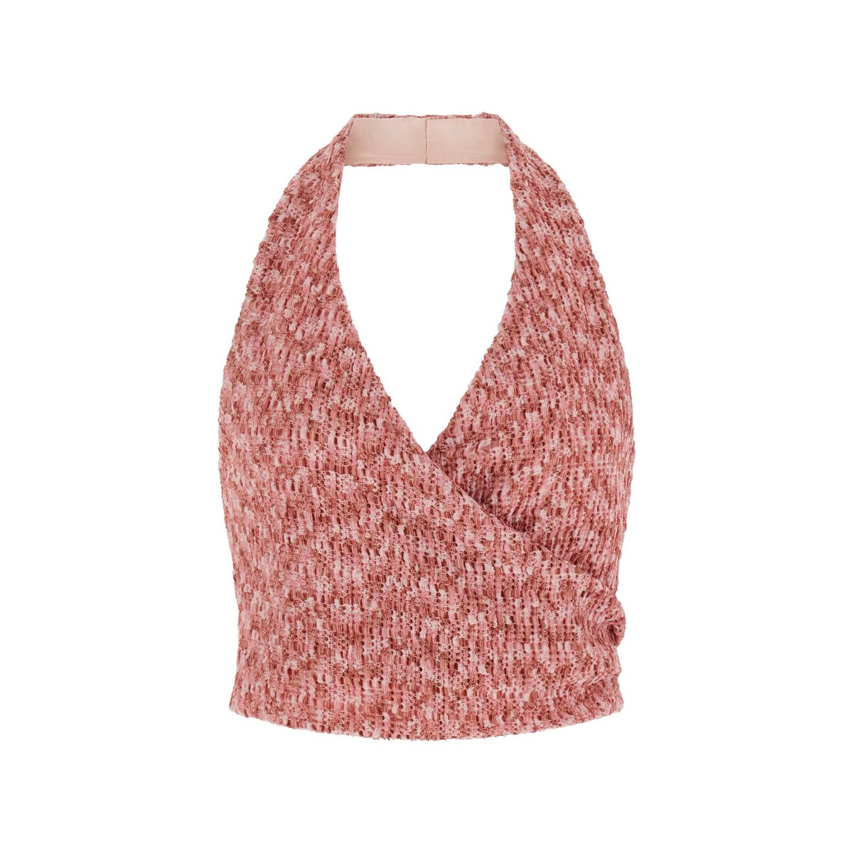 Top Encolure Américaine Maille Stretch rose multi, GUESS