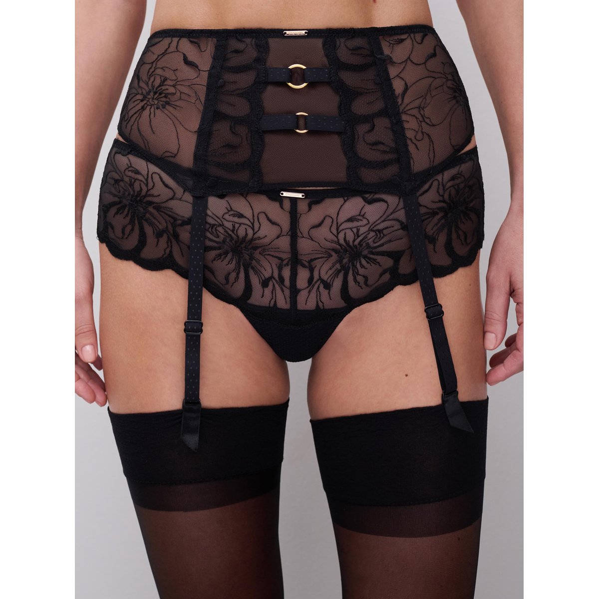 Serre-taille FLEURS noir, CHANTELLE