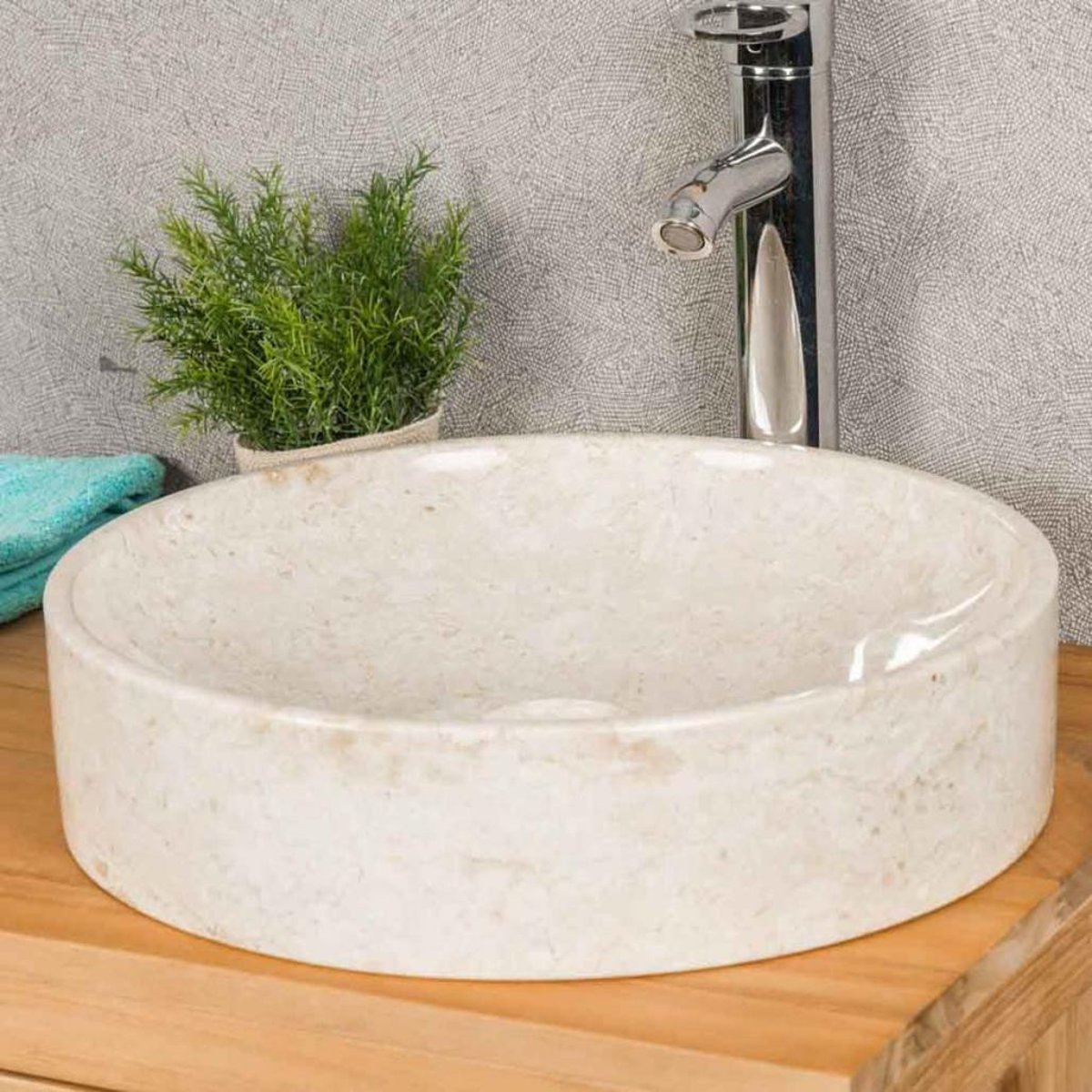 Vasque en marbre ronde à poser MINO crème, WANDA COLLECTION