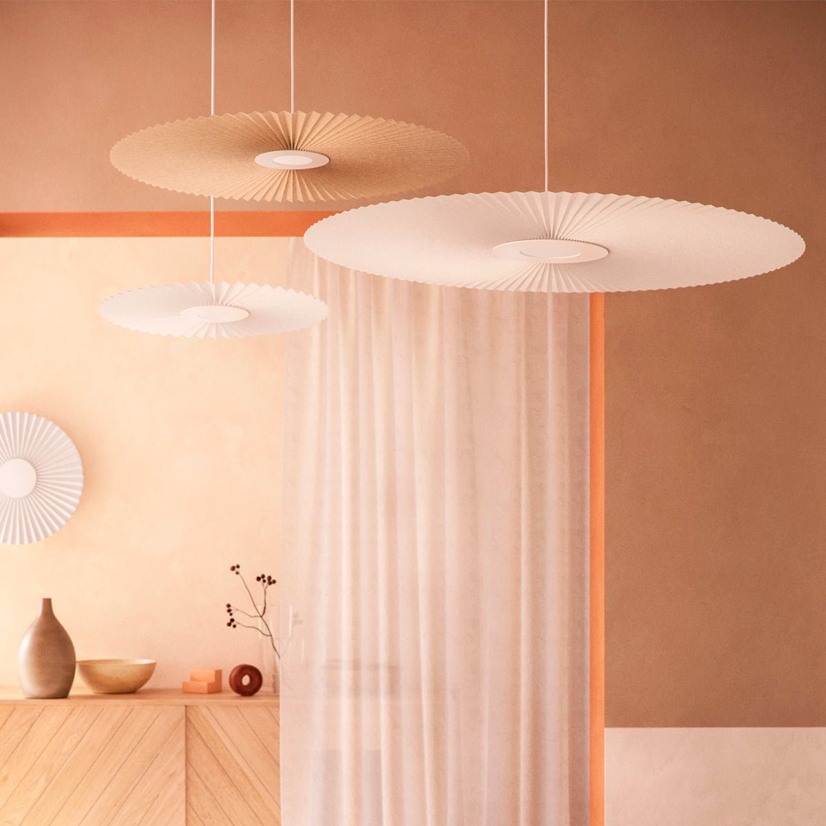 Suspension plafonnier plissée 120 cm, CARMEN blanc, HARTO