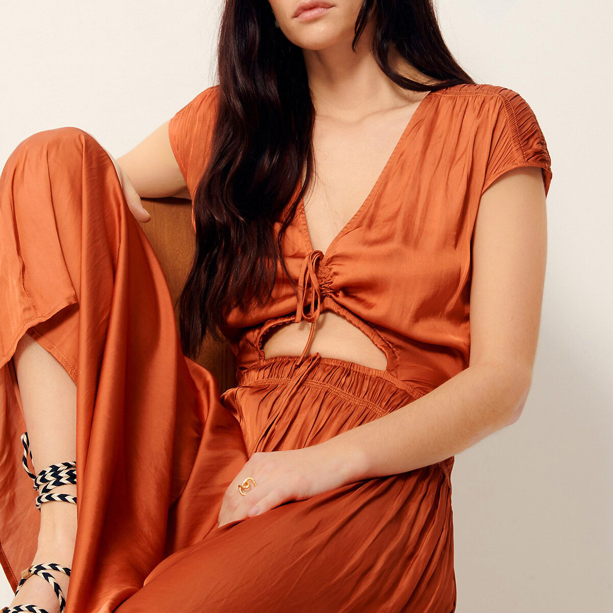 Robe longue en polyester VITTORIA rouille, SESSUN