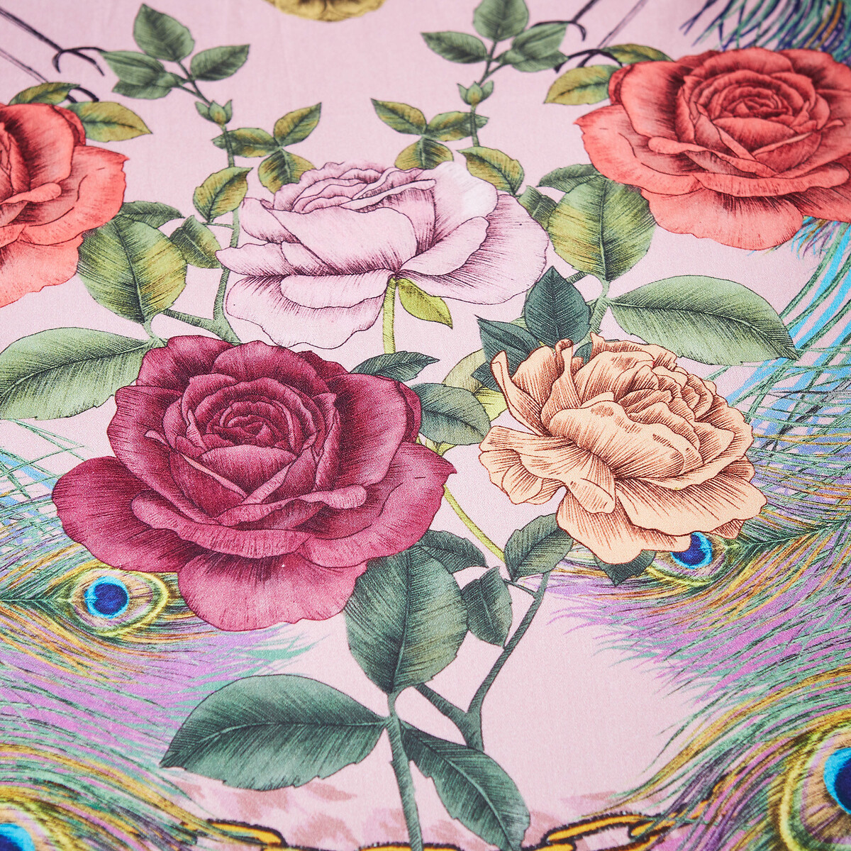 Xanadu Peacock 100% Cotton Duvet Cover and Pillowcase Set pink, MATTHEW WILLIAMSON