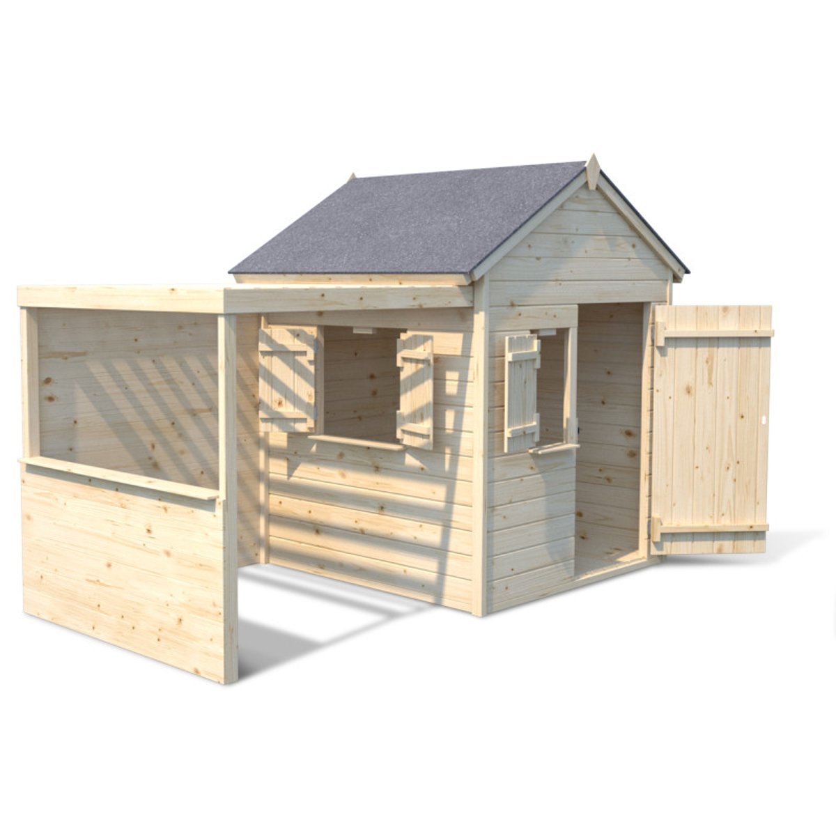 Cabane en bois enfant avec pergola et plancher ALPAGA beige, SOULET