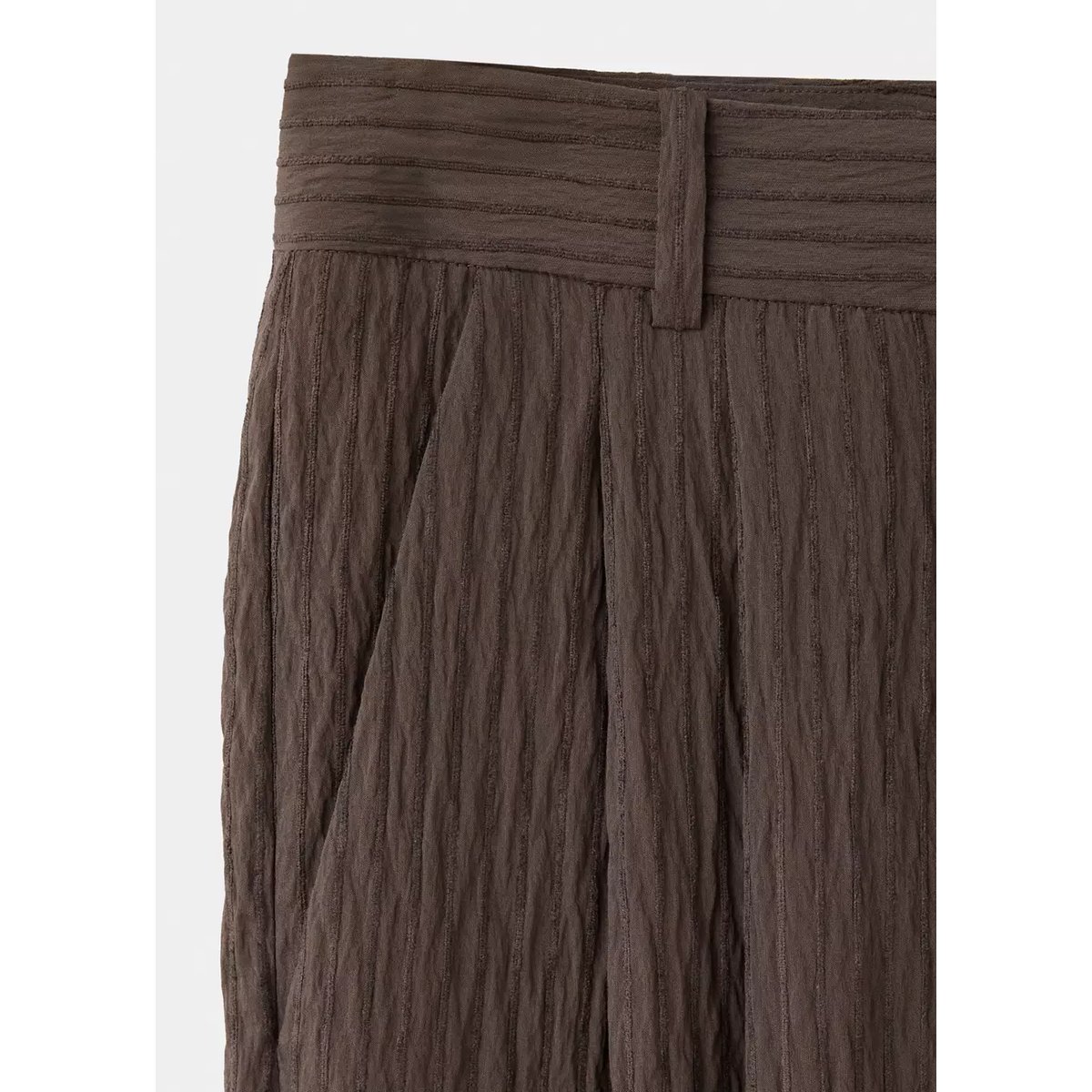 Pantalon fluide wideleg marron, MANGO