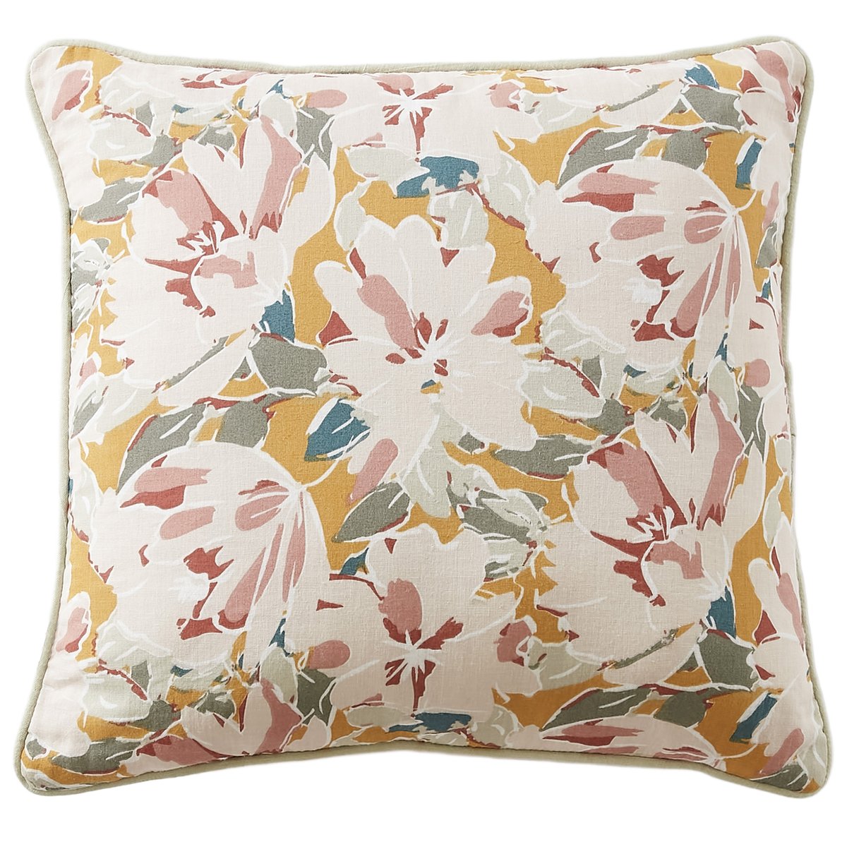 Coussin carré déhoussable 45x45 cm Gaze de Coton Garance multicolore, EDEN