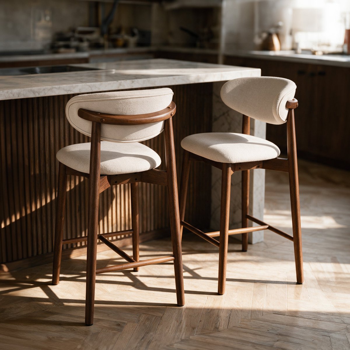 Chaise de bar Yuna tissu - YUNA beige, MAISON PAVANE