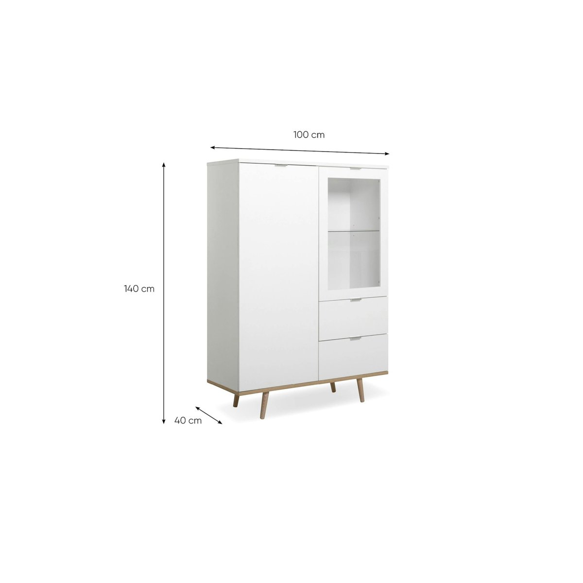 Buffet vaisselier blanc vitré 2 tiroirs ALVA blanc, PIER IMPORT