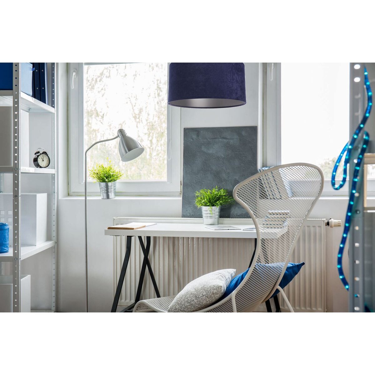 Suspension en tissu, GLAMOUR bleu, argent, BPS KONCEPT
