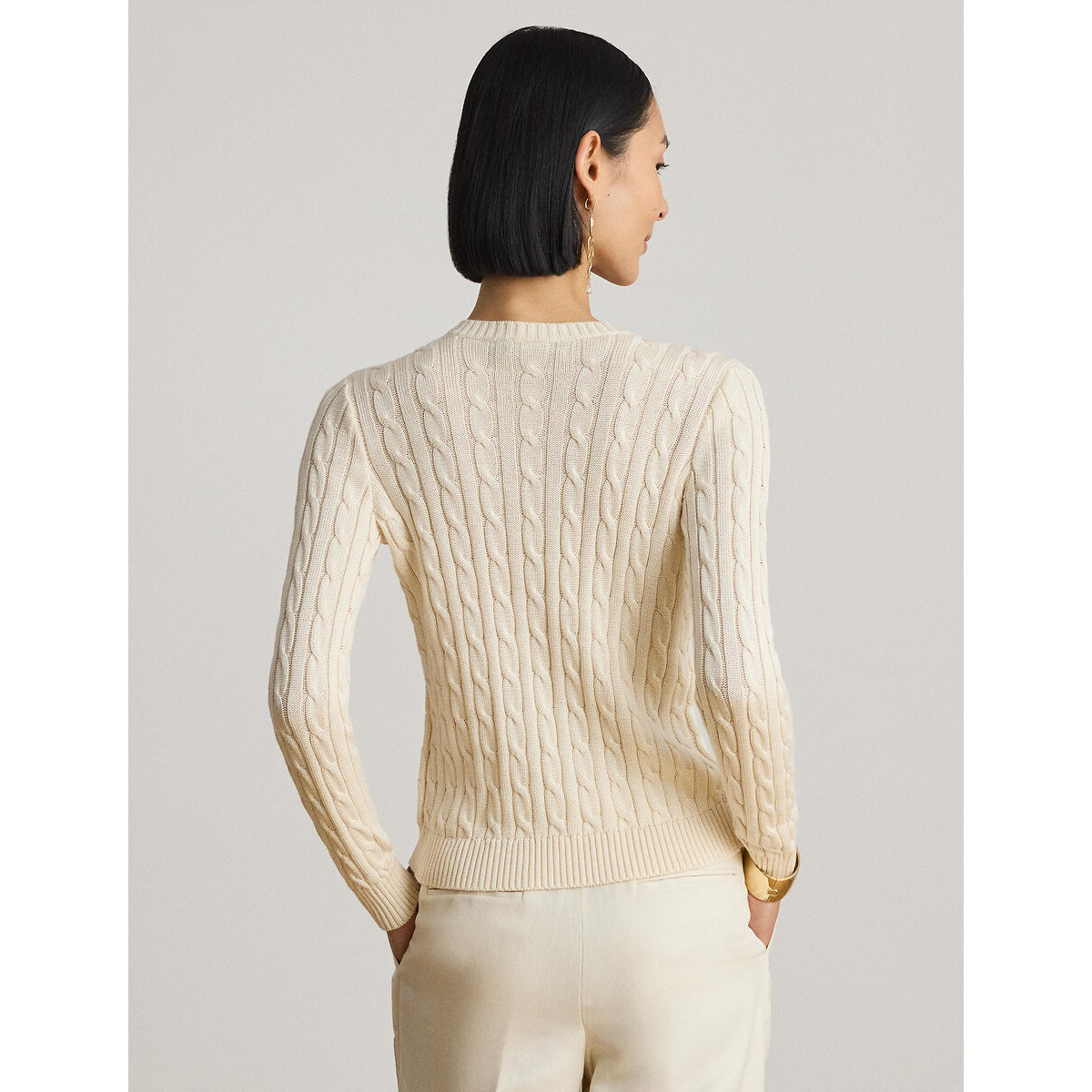 Cardigan col rond torsadé crème, LAUREN RALPH LAUREN